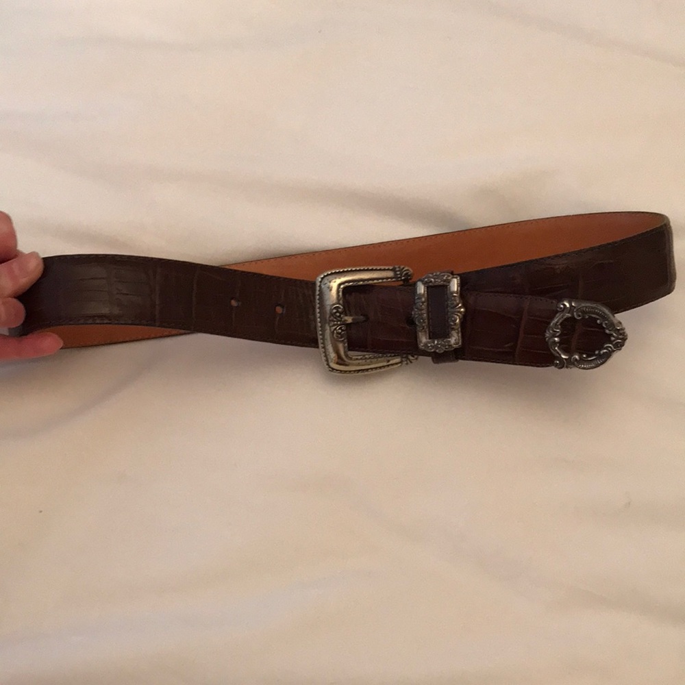 Brighton Brown Croc Leather Belt